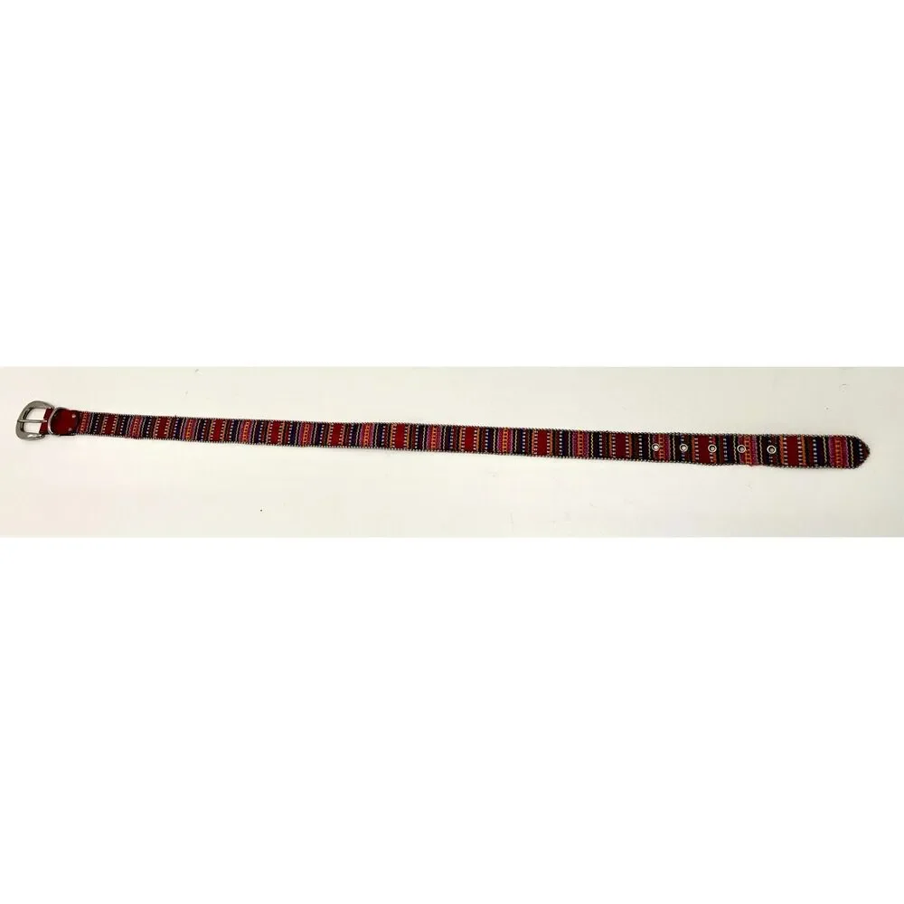 Vintage 1990s Elite of California tapestry belt with silver bead detail. 35